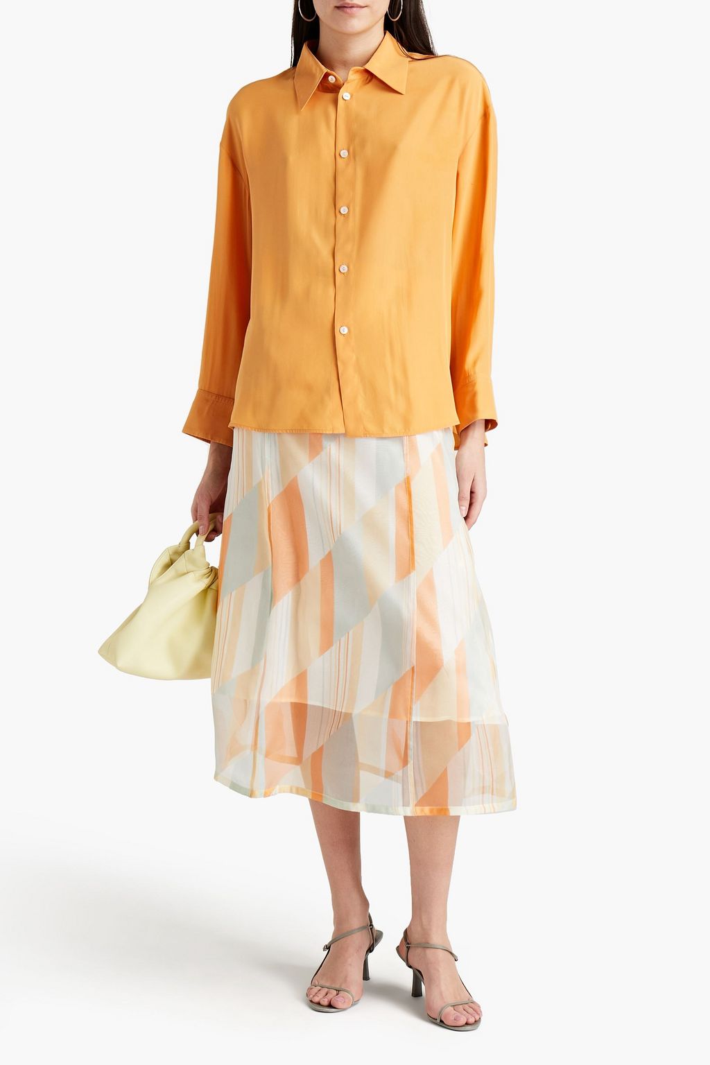 JIL SANDER Printed silk-organza midi skirt