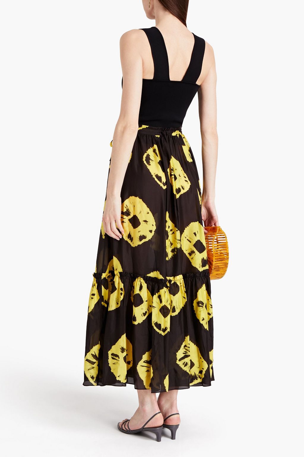 ZIMMERMANN Gathered tie-dyed silk-georgette maxi skirt