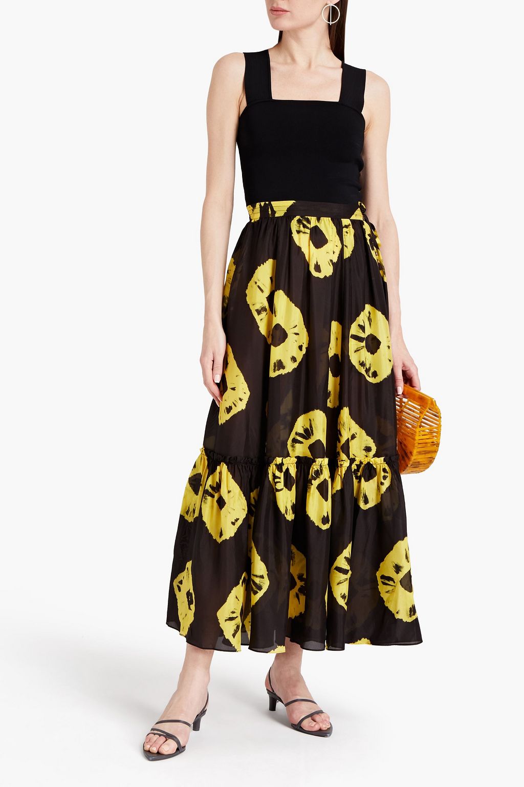 ZIMMERMANN Gathered tie-dyed silk-georgette maxi skirt