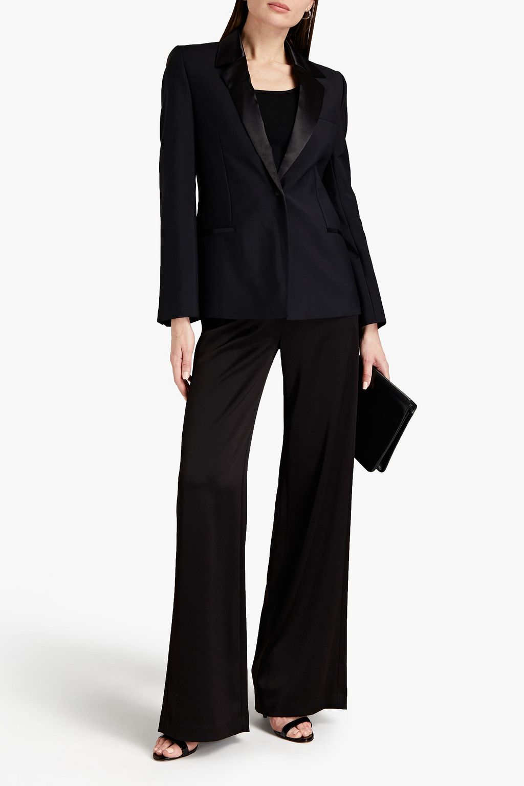 VICTORIA, VICTORIA BECKHAM Satin-trimmed wool tuxedo jacket