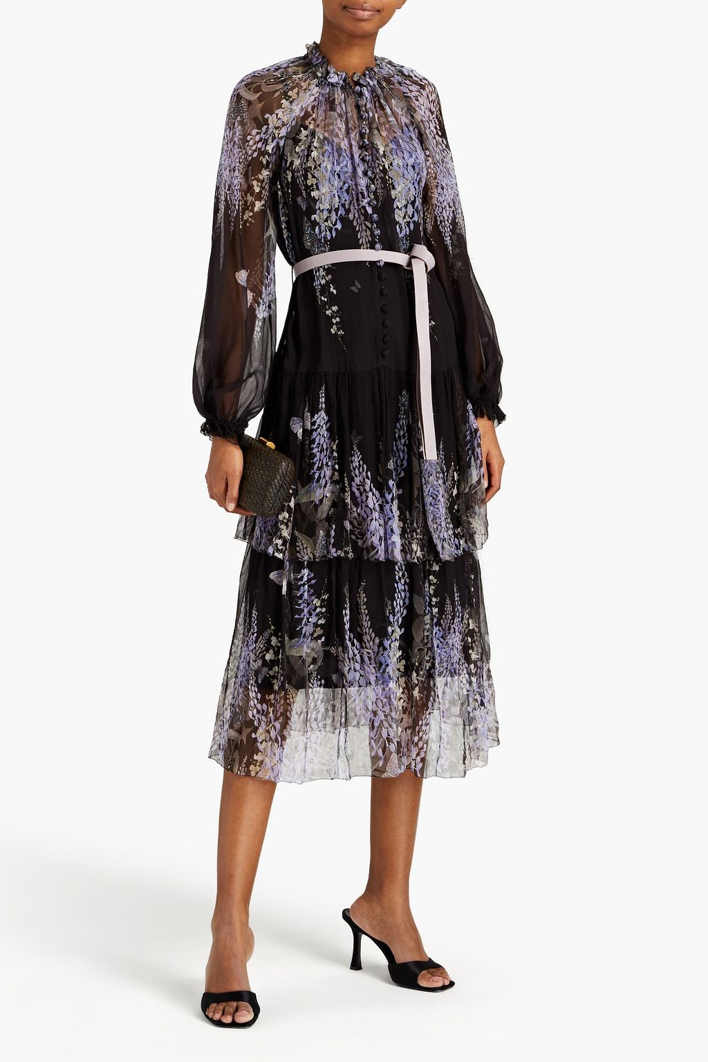 ZIMMERMANN Gathered floral-print silk-georgette midi dress