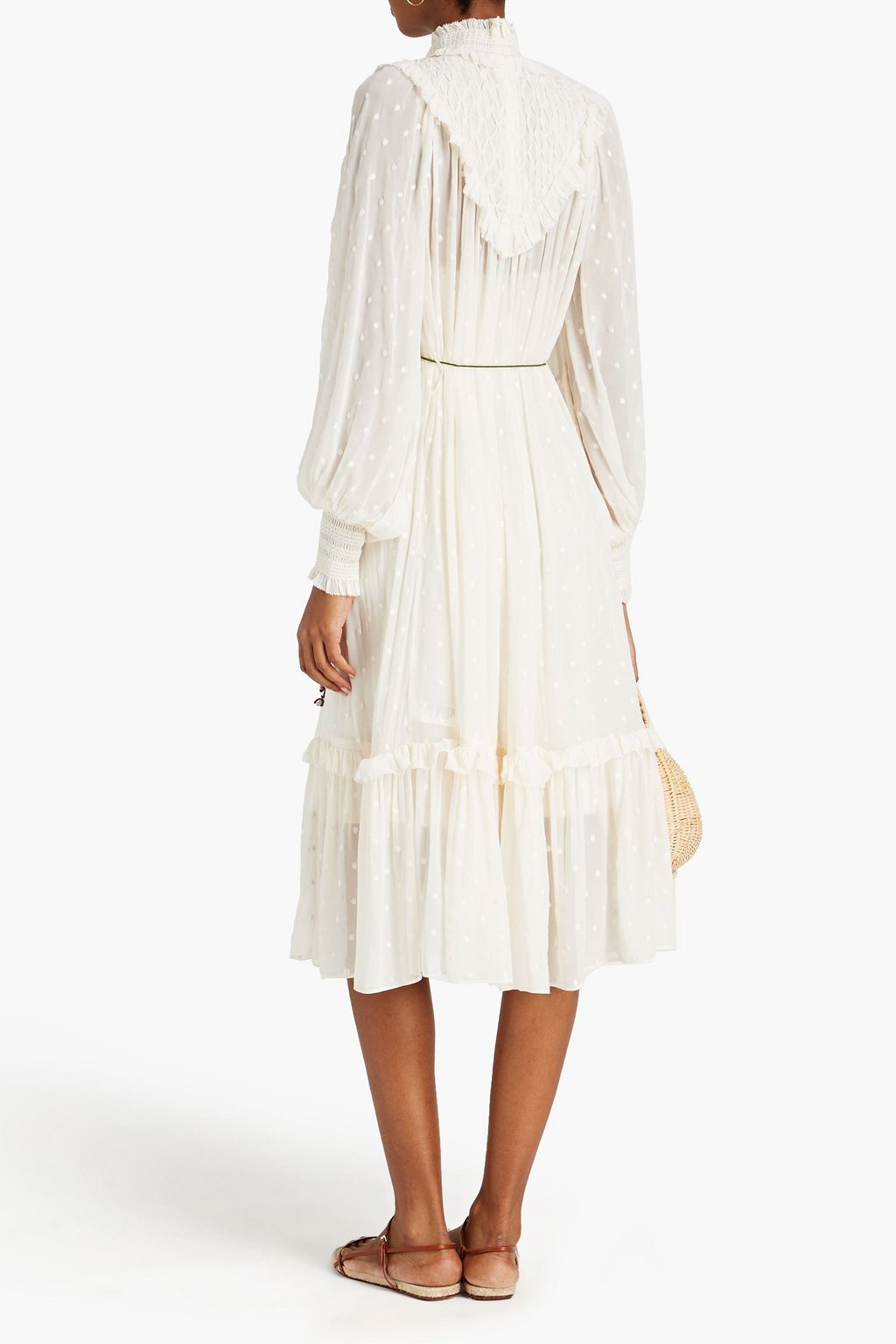 ZIMMERMANN Smocked Swiss-dot mini dress