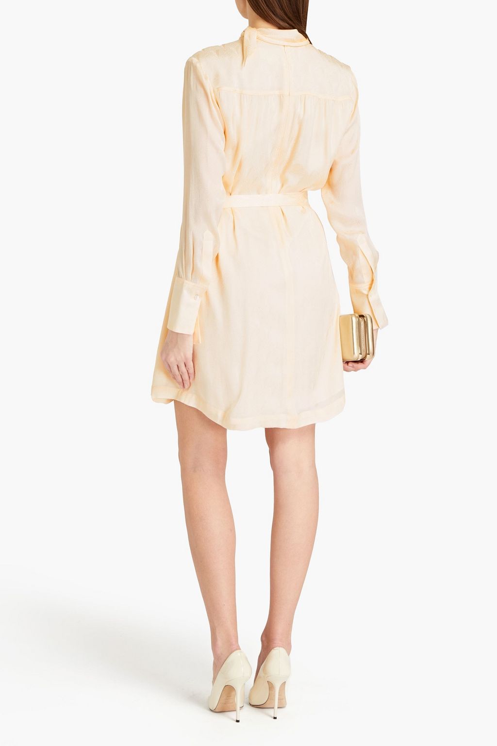 VICTORIA, VICTORIA BECKHAM Wrap-effect pleated satin-jacquard dress
