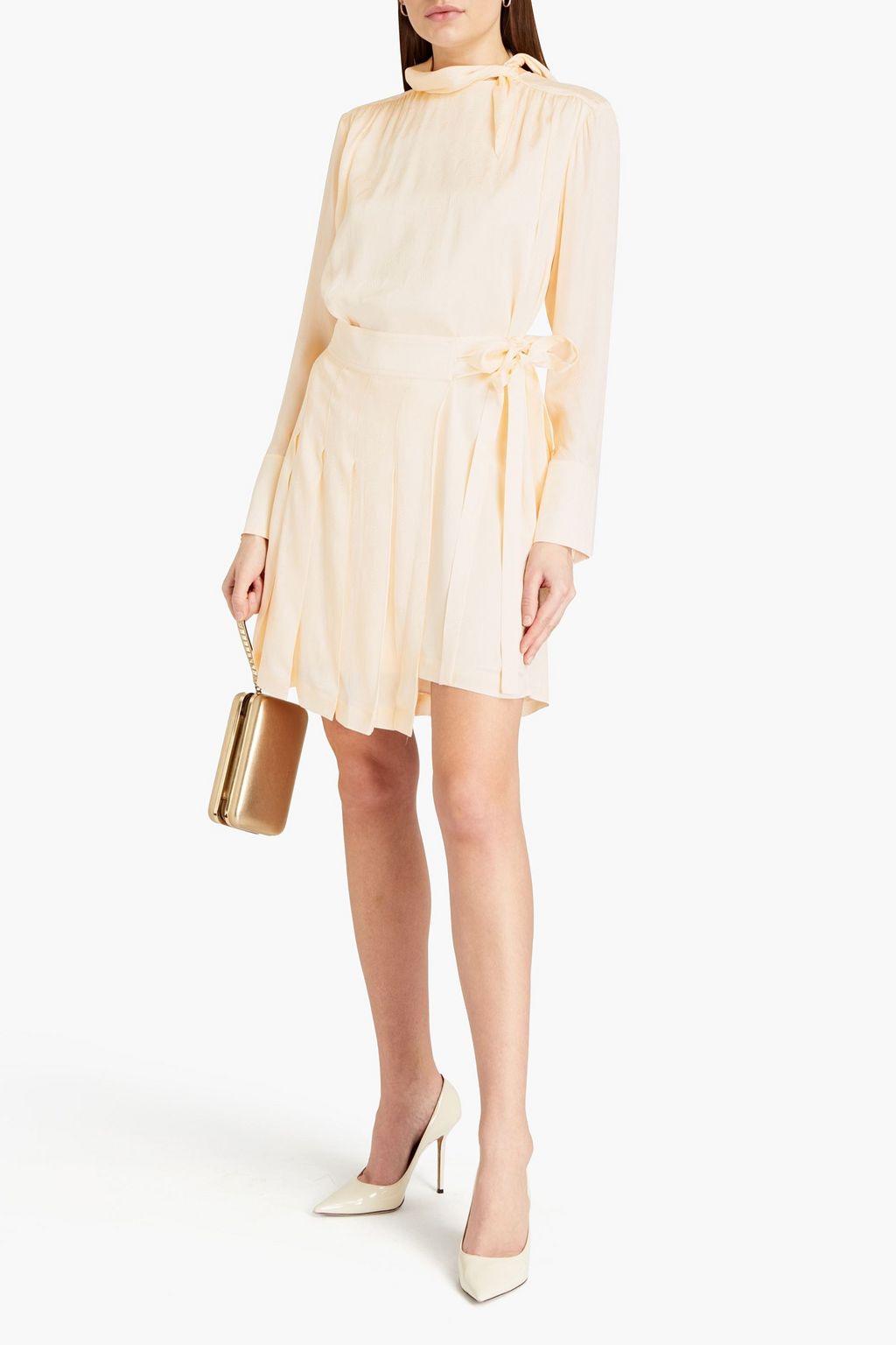 VICTORIA, VICTORIA BECKHAM Wrap-effect pleated satin-jacquard dress