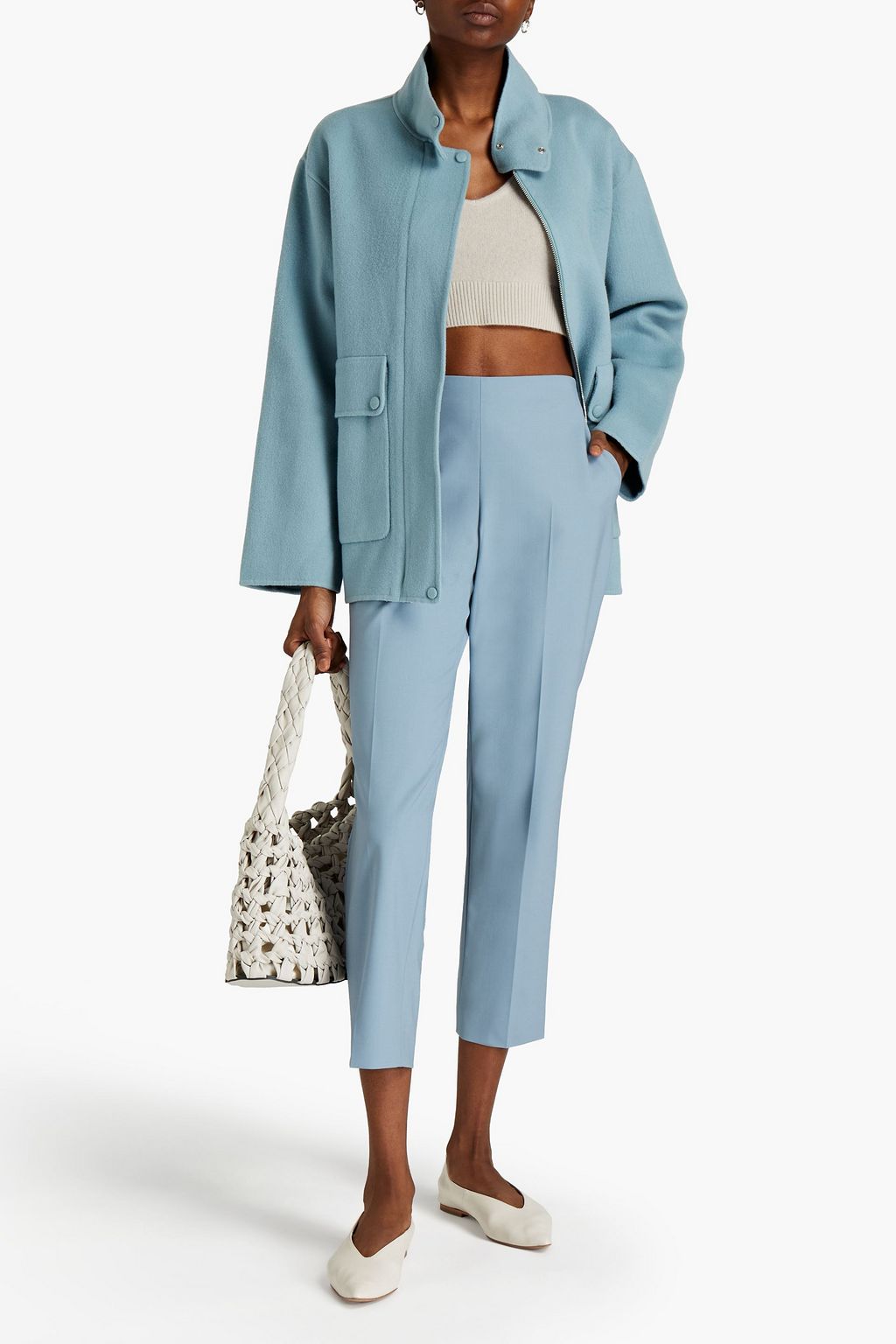THEORY Cropped wool-blend tapered pants