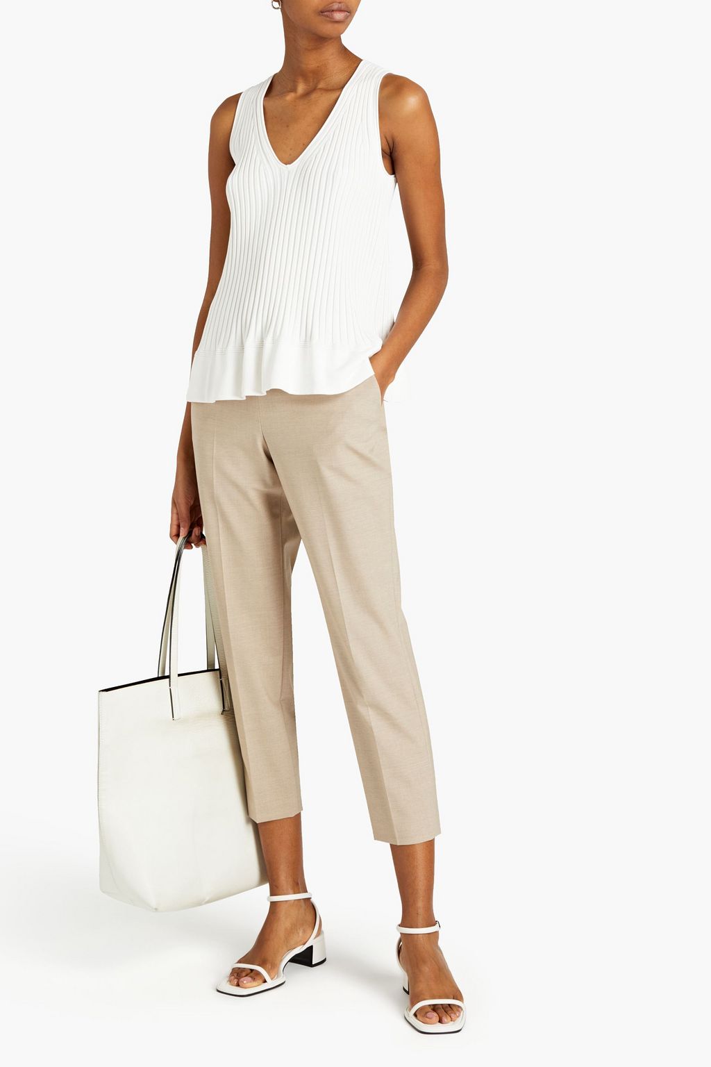 THEORY Cropped wool-blend tapered pants