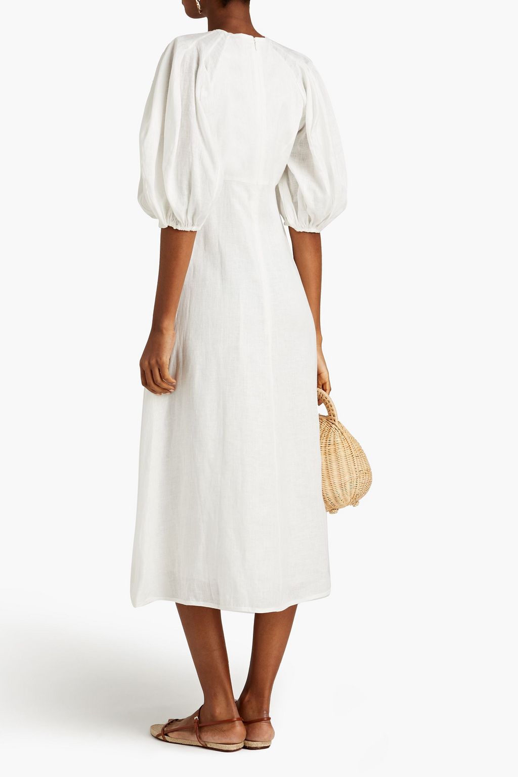 ZIMMERMANN Printed linen midi dress