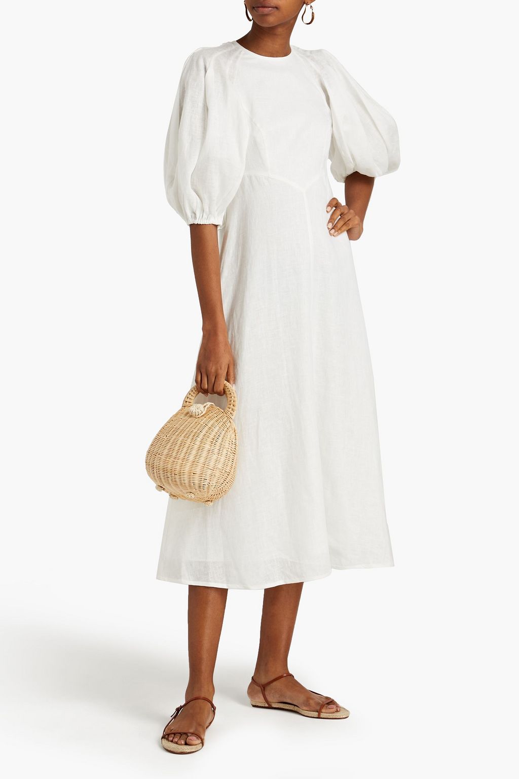 ZIMMERMANN Printed linen midi dress
