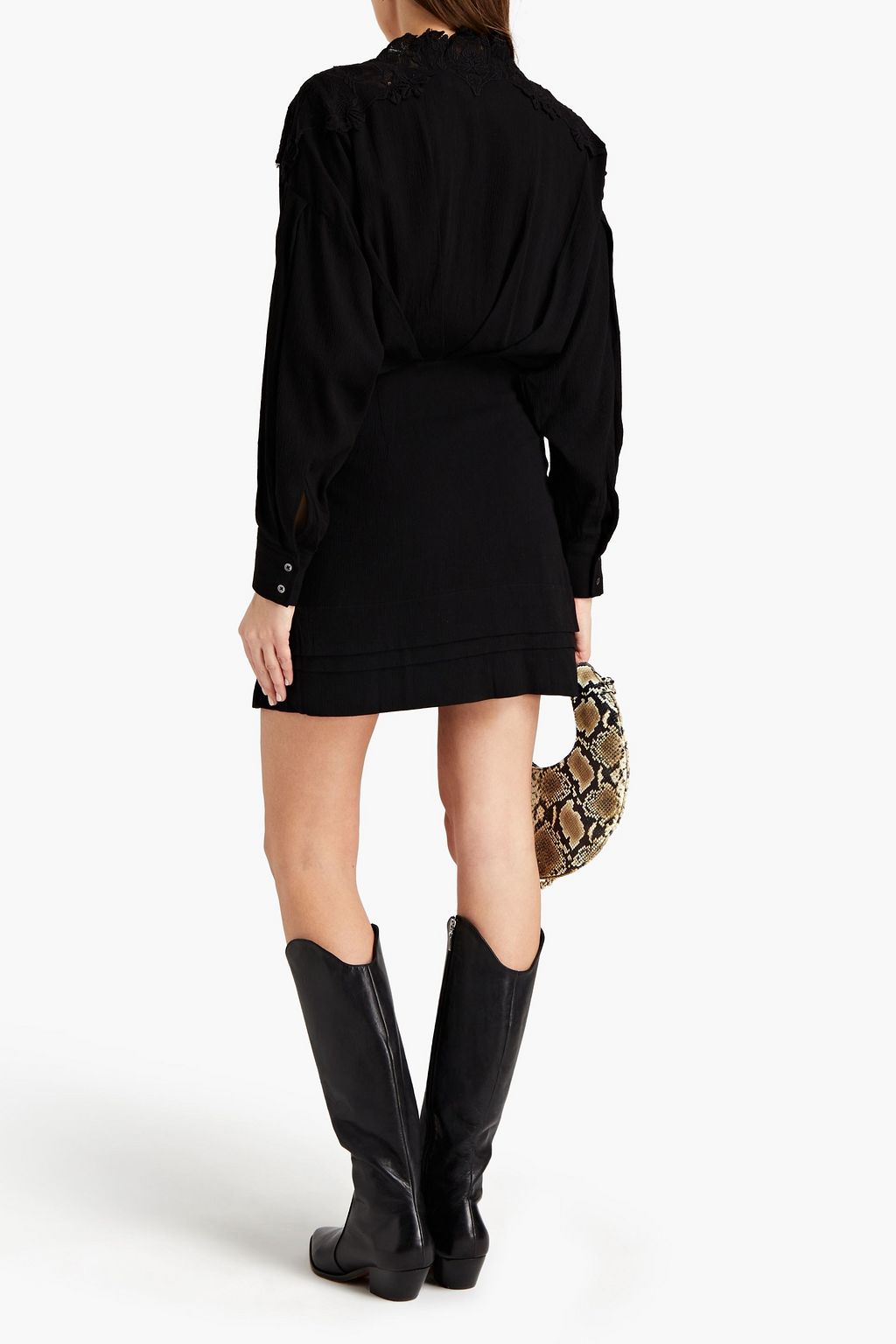 IRO Coya lace-trimmed crepon mini dress