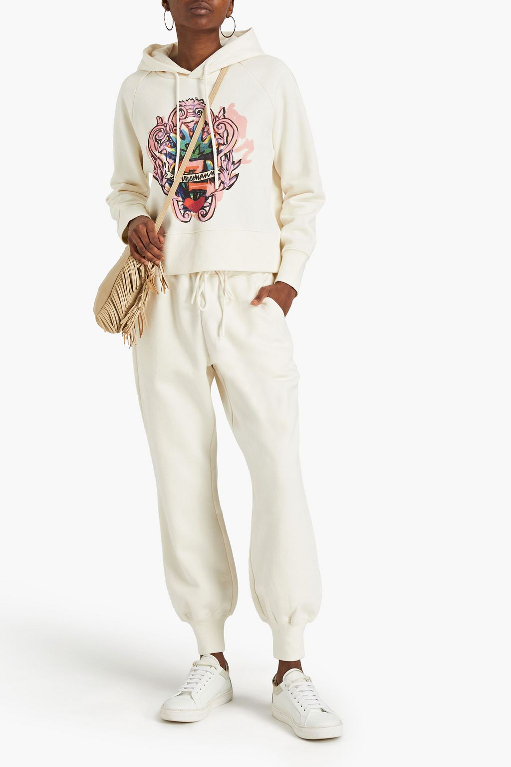 ZIMMERMANN Printed French cotton-blend terry track pants