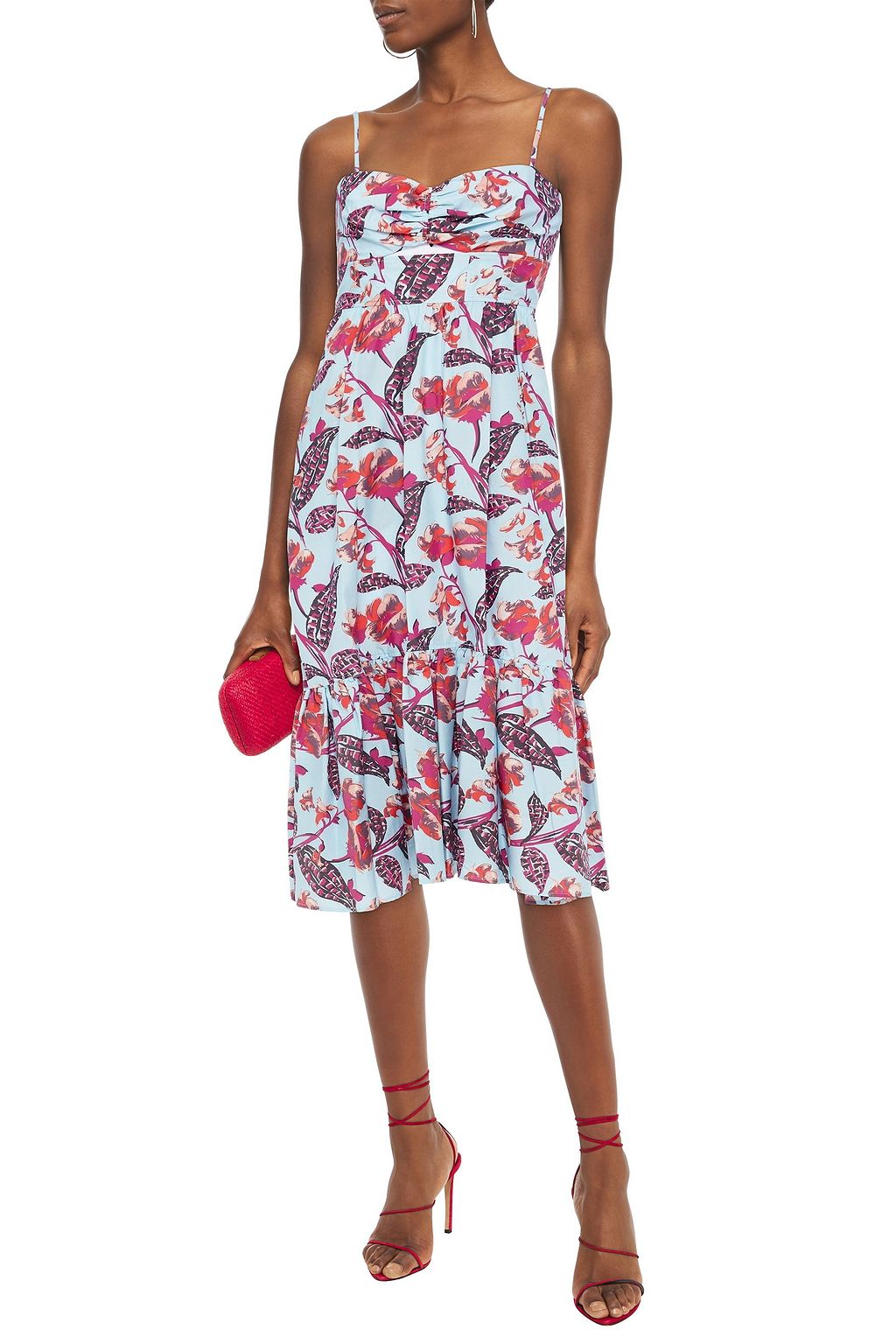 A.L.C. Emilia ruched floral-print cotton-blend poplin midi dress
