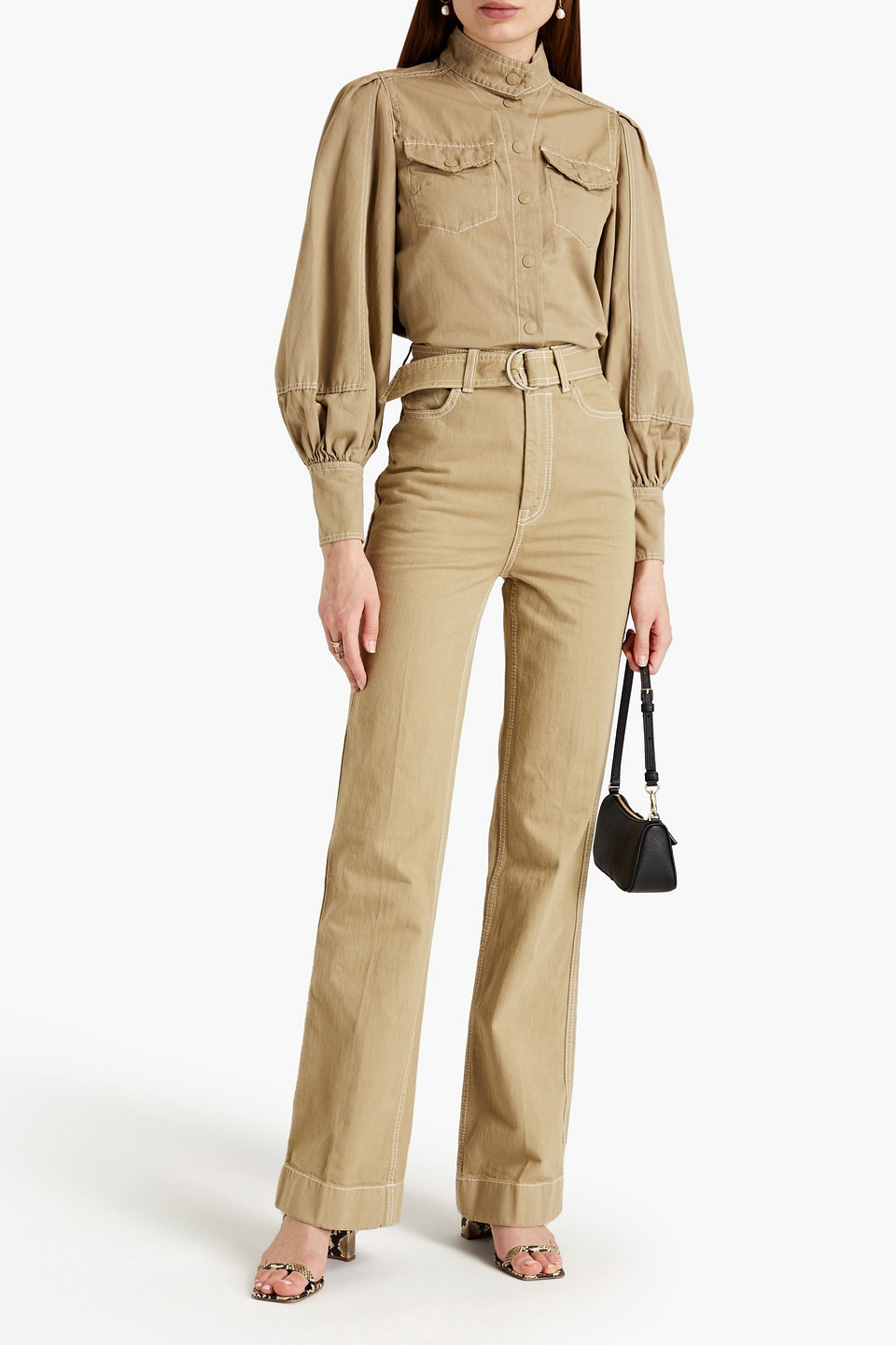 Zimmermann Belted High-rise Straight-leg Jeans In Sage Green