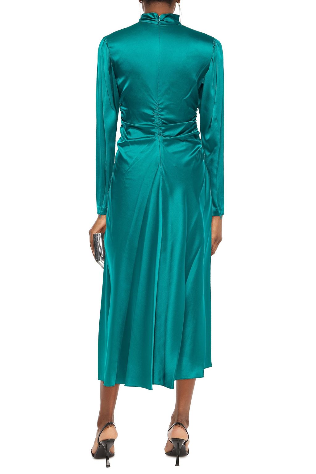 A.L.C. Isabella ruched stretch-silk satin midi dress