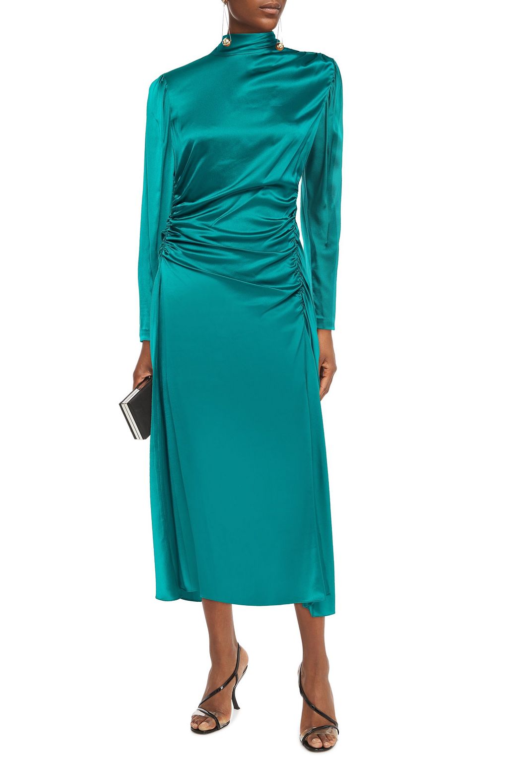 A.L.C. Isabella ruched stretch-silk satin midi dress