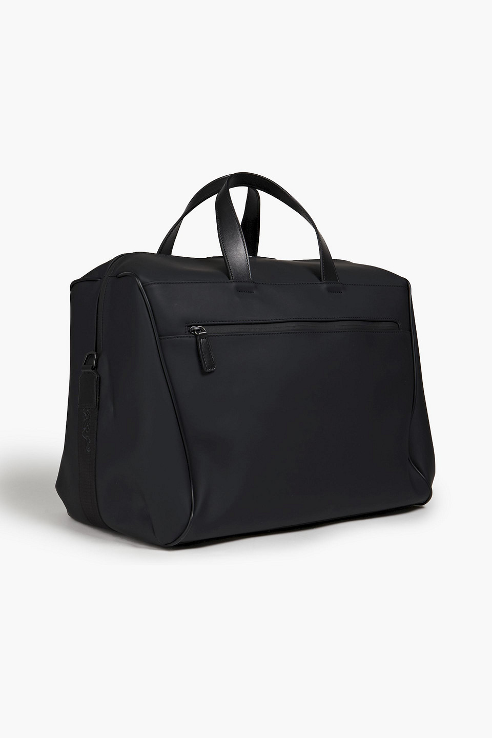 Canali Man Leather-trimmed Printed Pvc Briefcase In Black