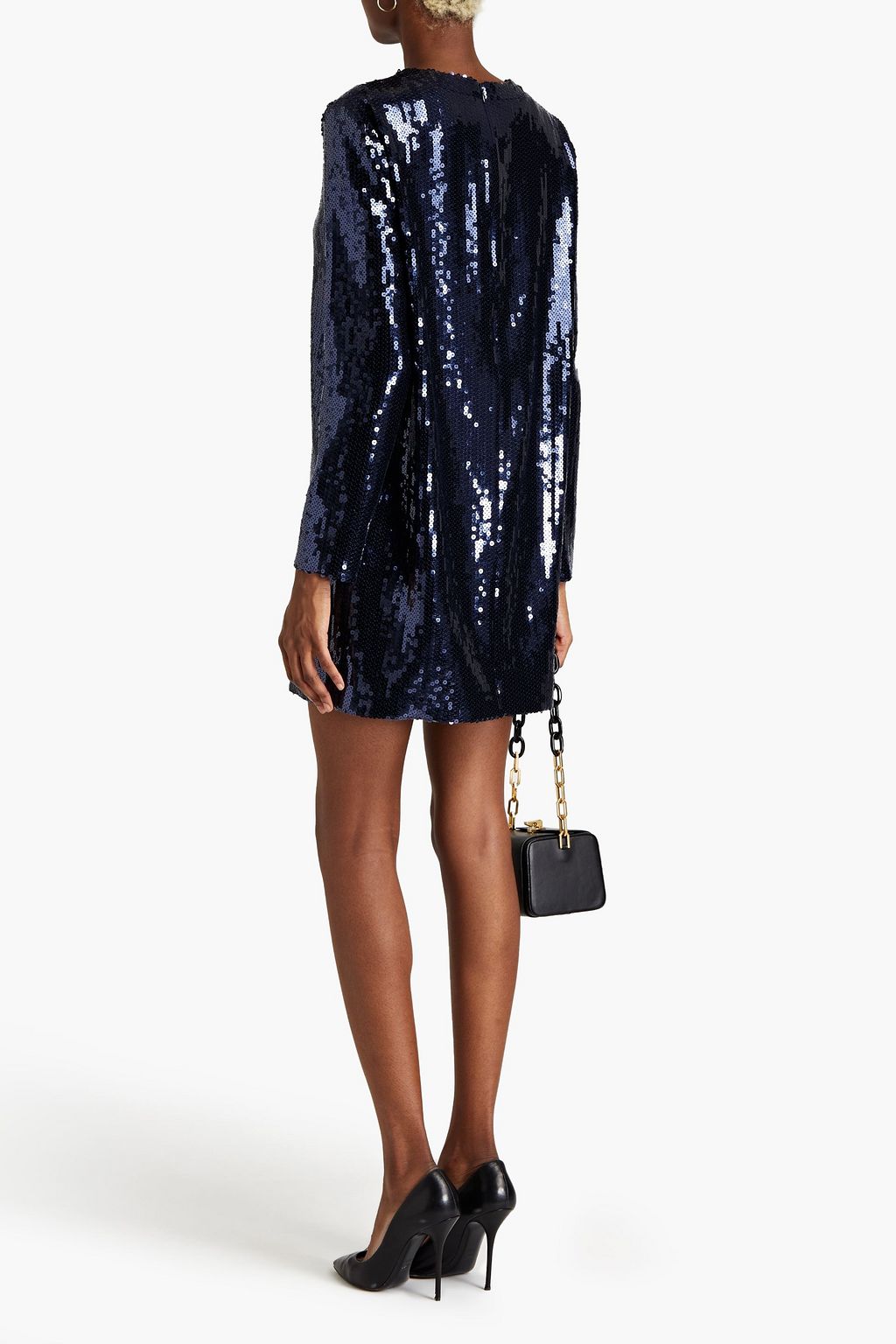 VICTORIA, VICTORIA BECKHAM Sequin-embellished satin-crepe mini dress