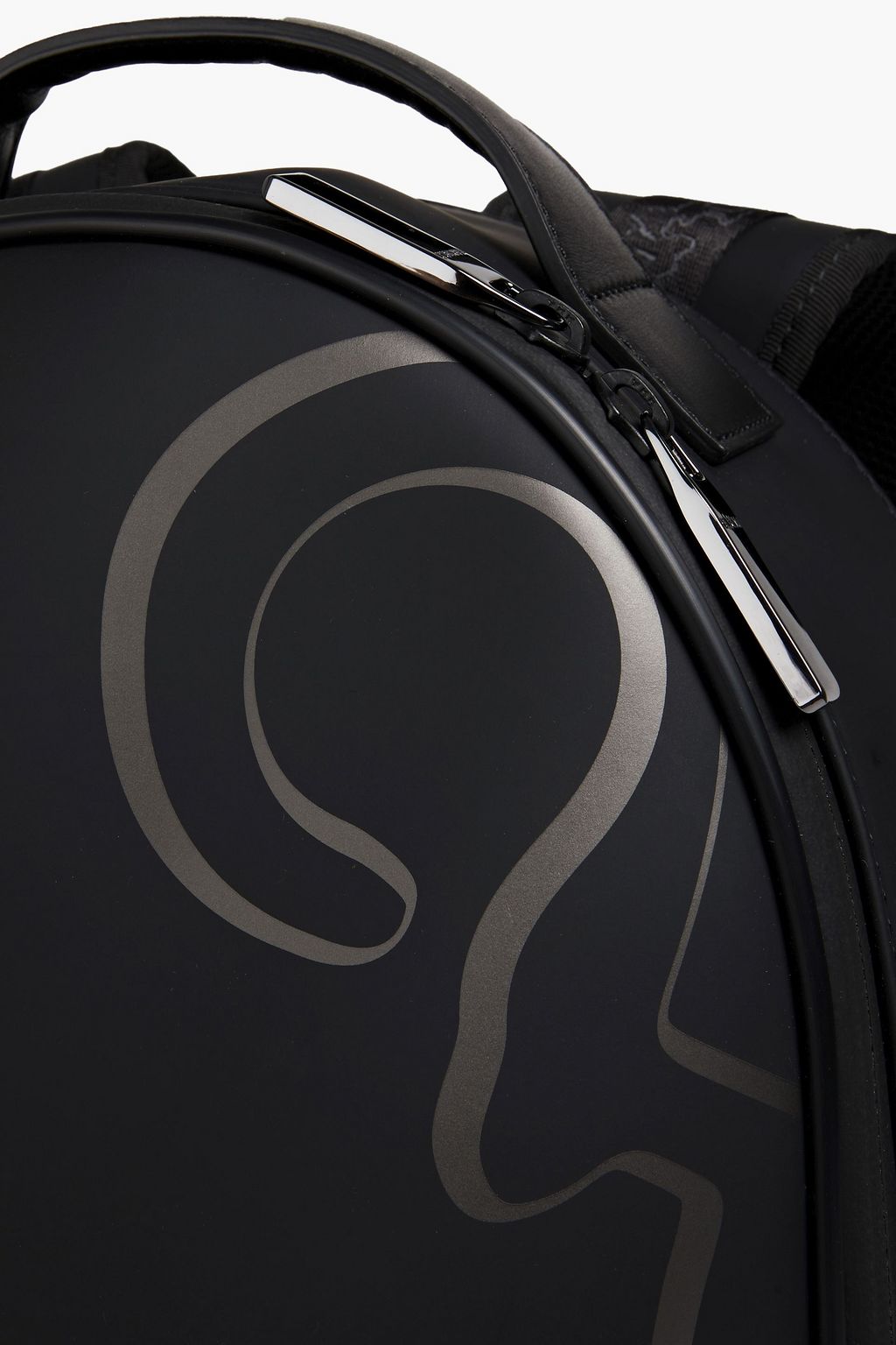 CANALI Leather-trimmed printed PVC backpack