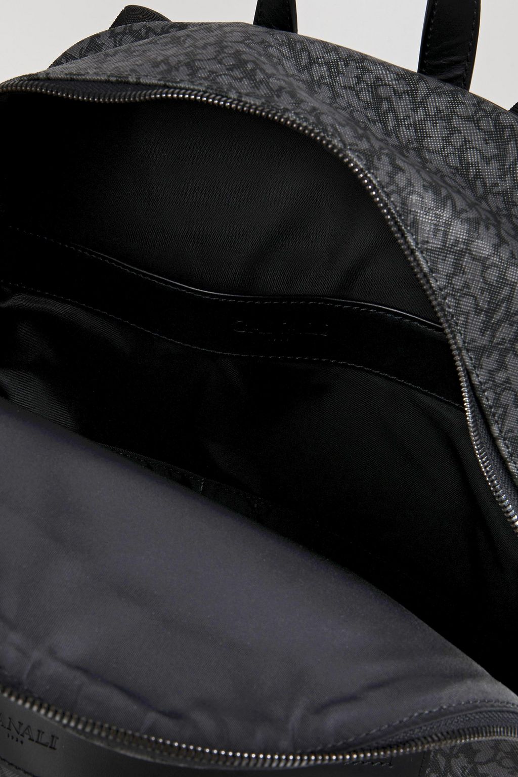 CANALI ロゴプリントフェイクテクスチャードレザー バックパック
