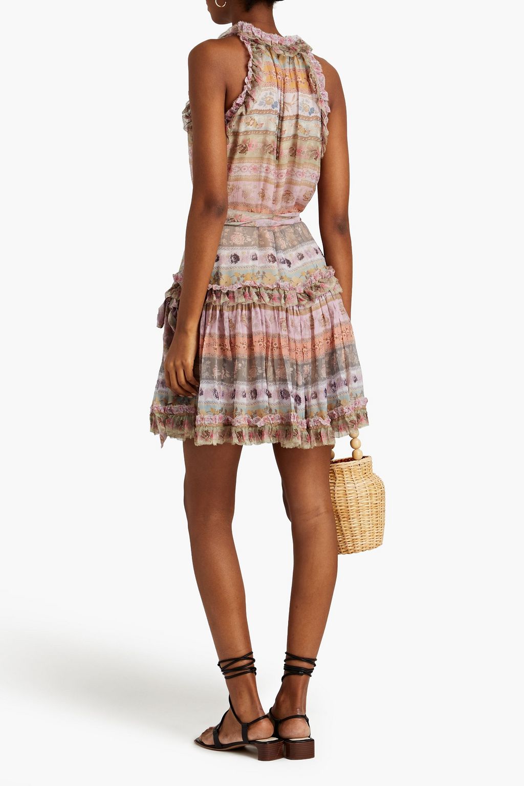 ZIMMERMANN Luminous belted ruffle-trimmed floral-print silk-crepon mini dress
