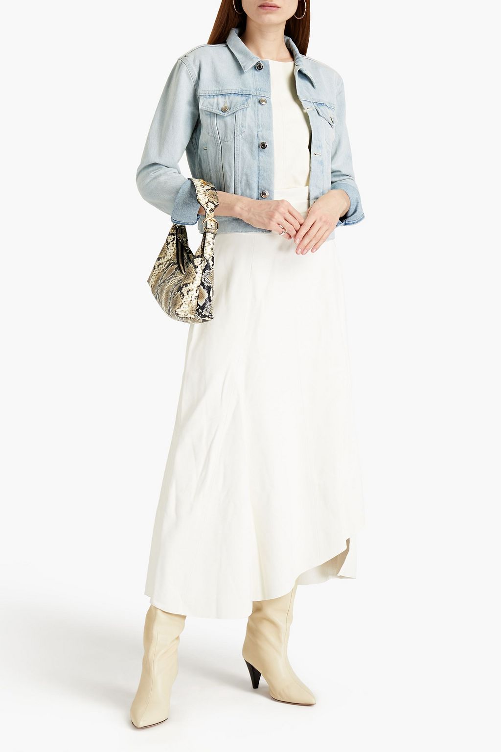 IRO Eloge asymmetric ruched leather midi skirt