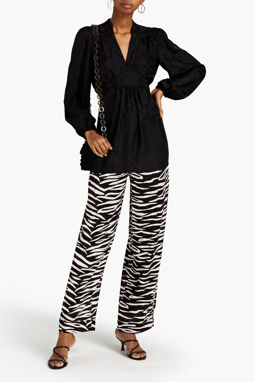 ZIMMERMANN Gathered silk-jacquard blouse