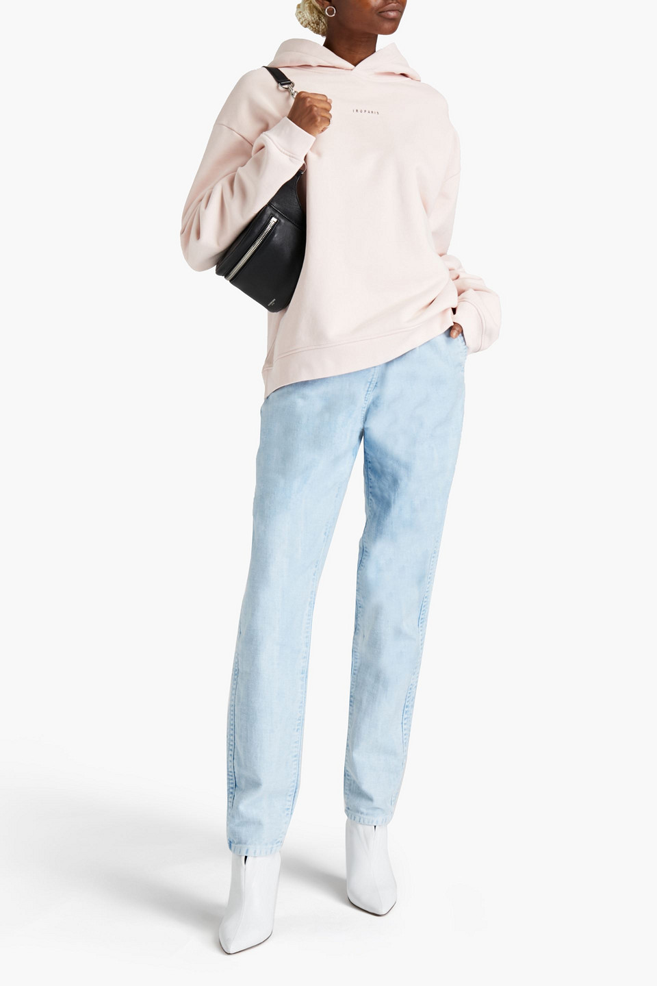 Iro Syndra Oversized Printed French Cotton-terry Hoodie In Pastel Pink