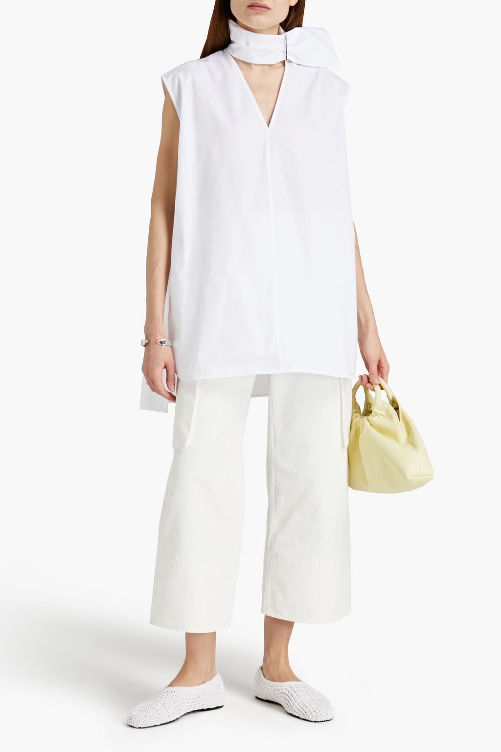 JIL SANDER Buckled cotton-poplin top