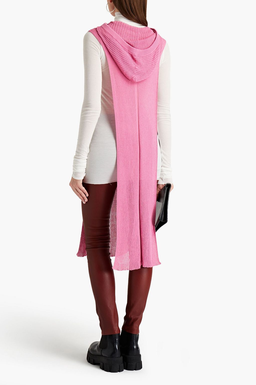 RICK OWENS Ribbed cotton hooded poncho