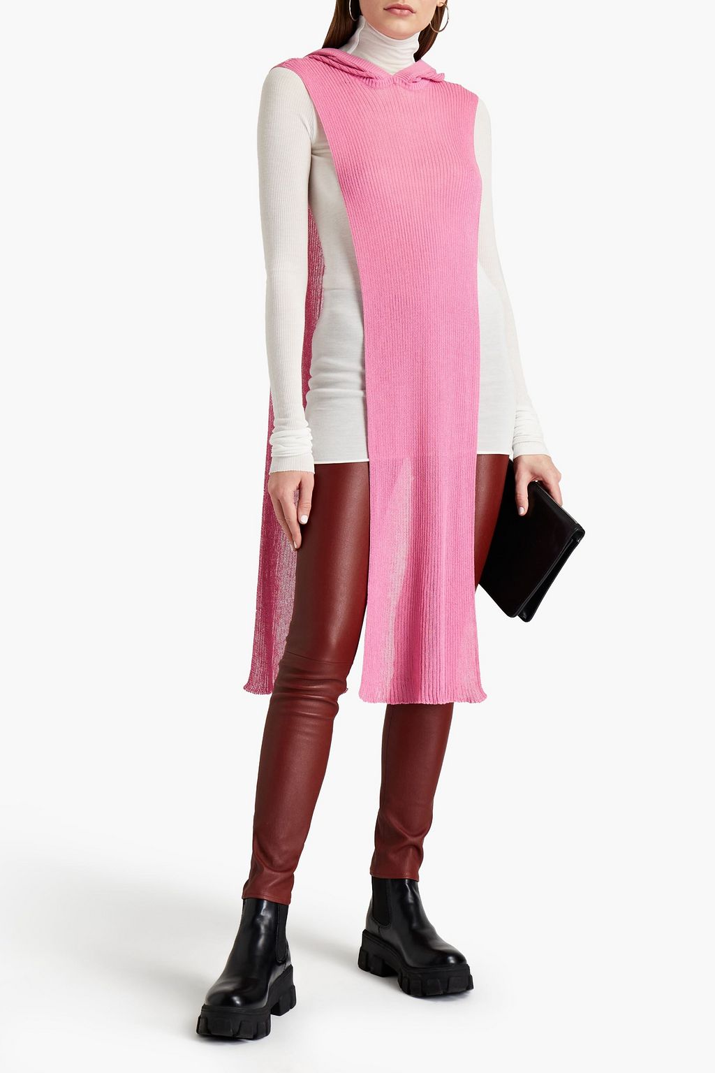RICK OWENS Ribbed cotton hooded poncho