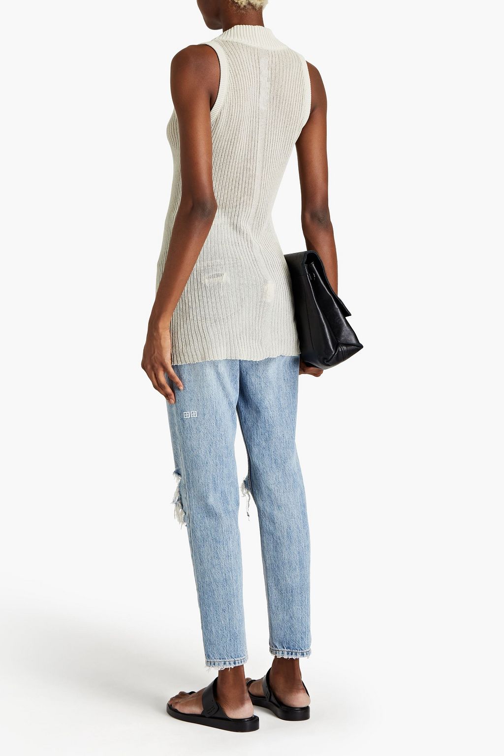 RICK OWENS Ribbed cotton top