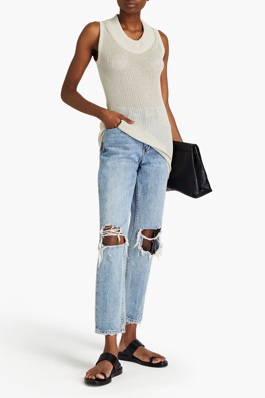 RICK OWENS Ribbed cotton top