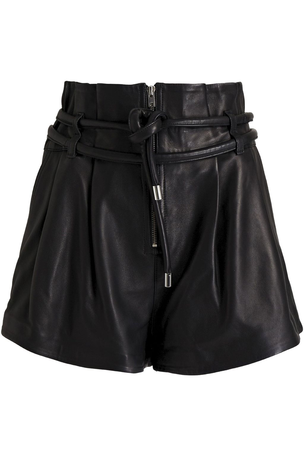 Black Semsey pleated leather shorts 
