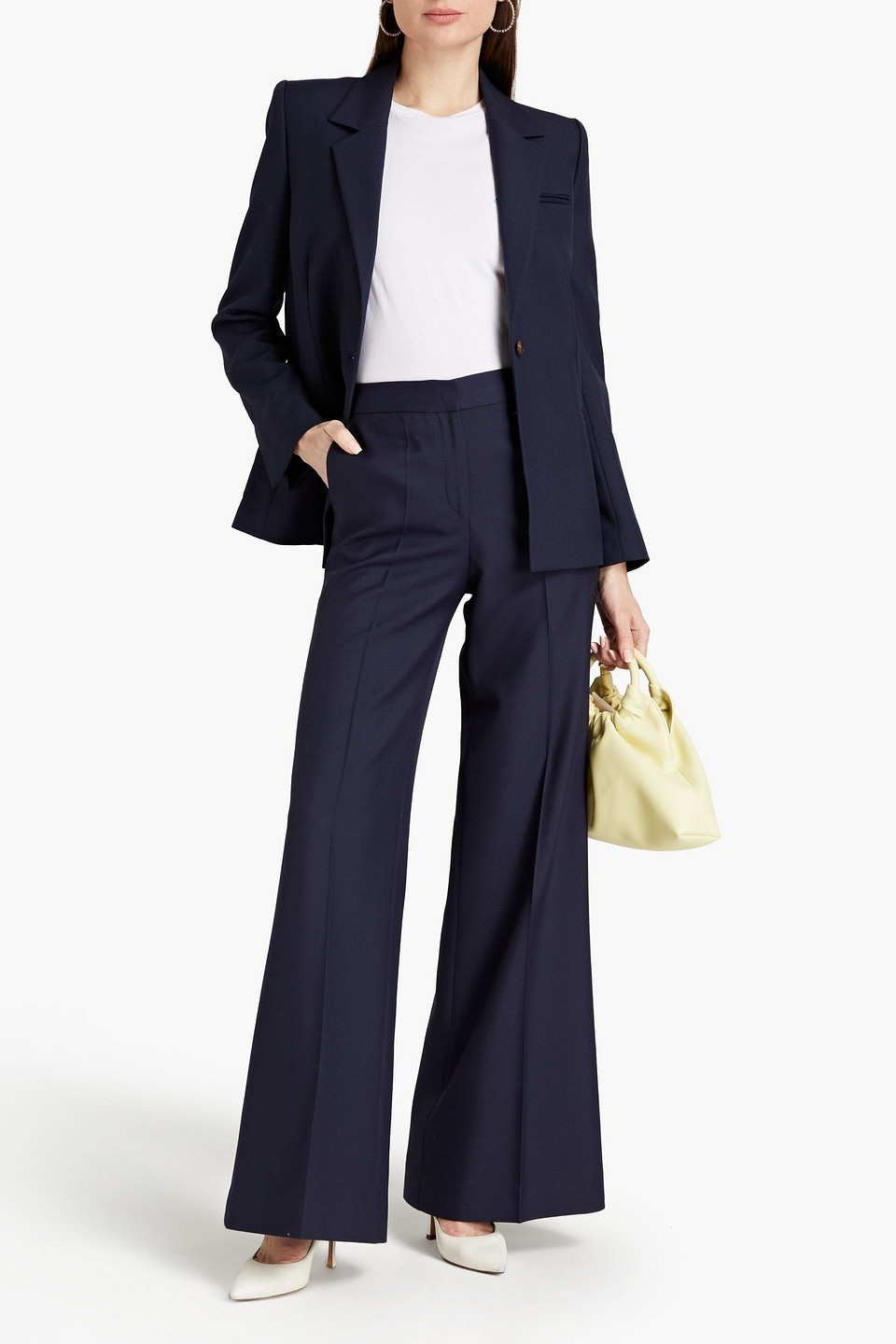 Victoria Beckham Twill Wide-leg Trousers In Blue