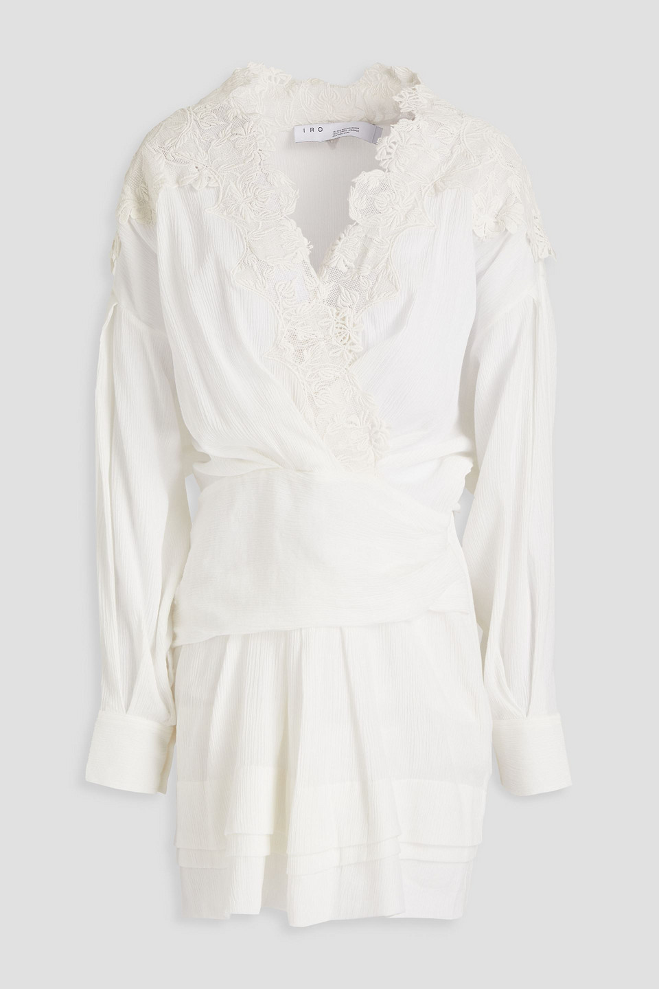 IRO - Coya lace-trimmed crepon mini dress - White - FR 34