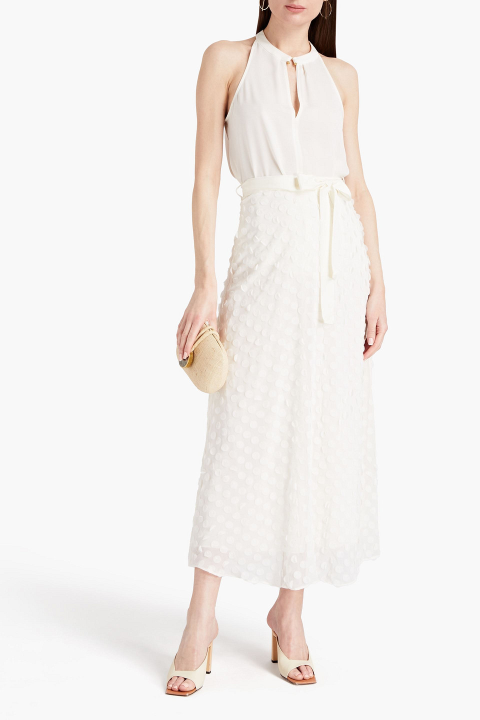 Zimmermann Appliquéd Georgette Maxi Skirt In Ivory