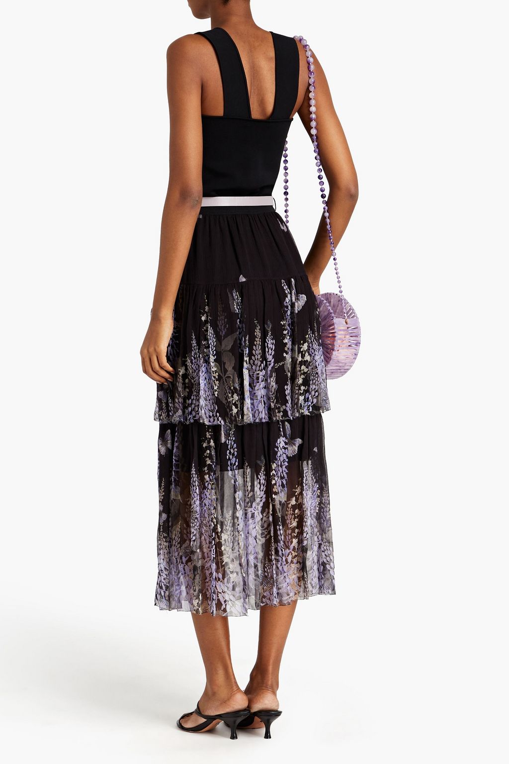 ZIMMERMANN Botanica tiered printed silk-crepon midi skirt