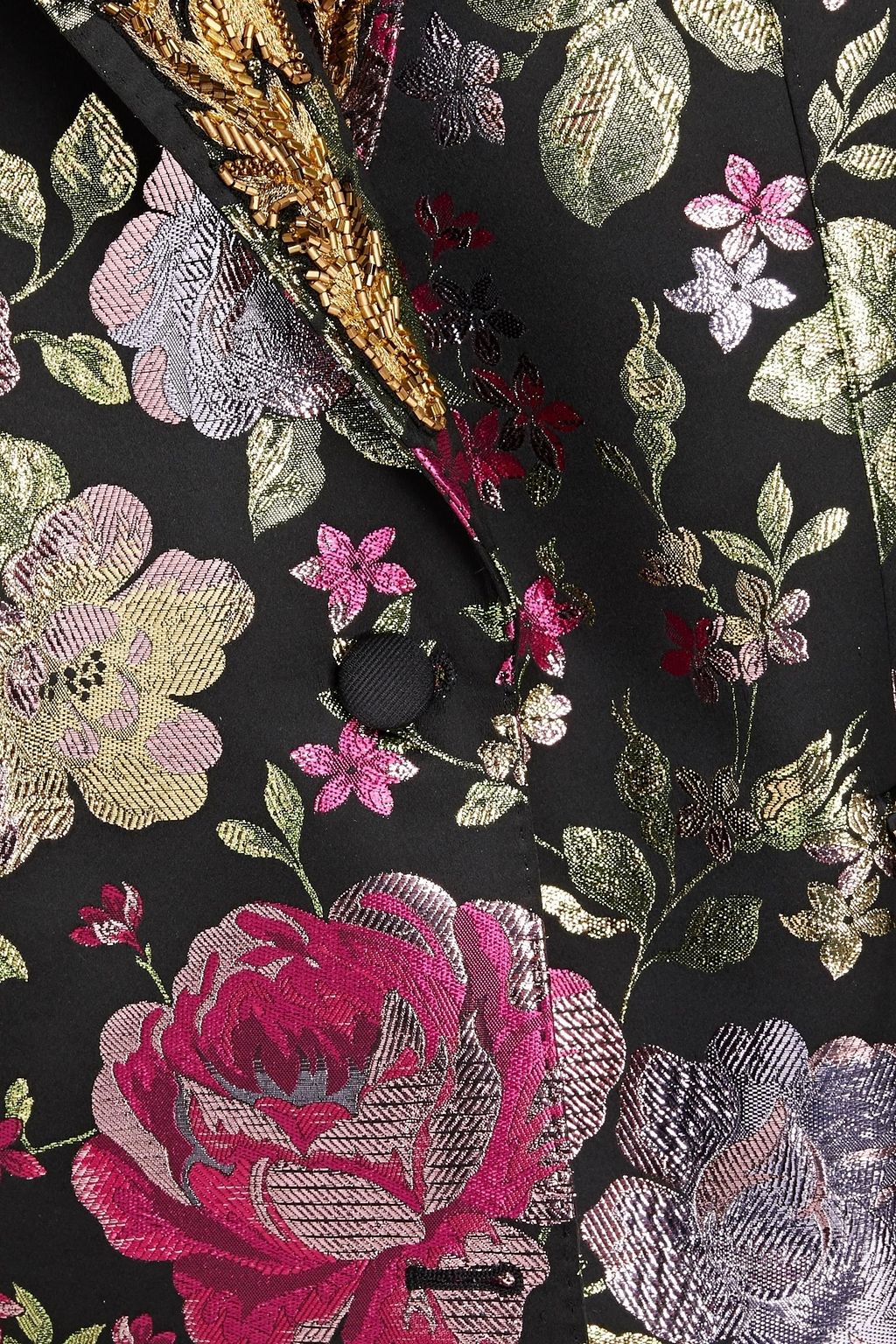 DOLCE & GABBANA Velvet-trimmed embroidered metallic brocade coat