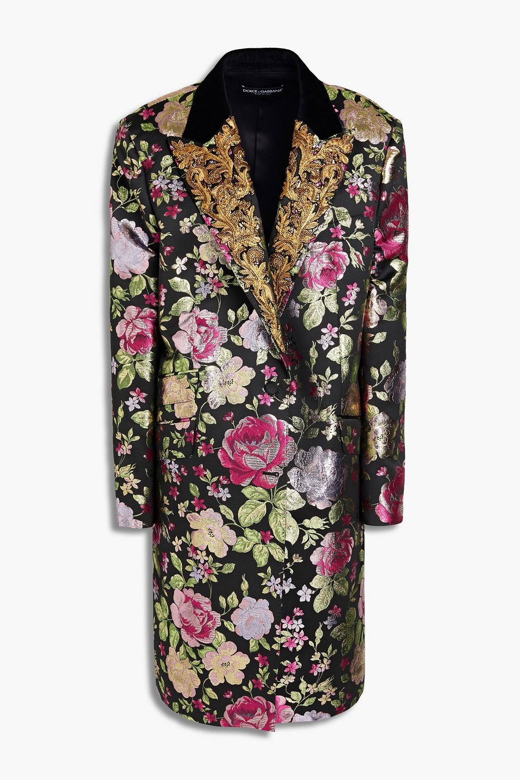 DOLCE & GABBANA Velvet-trimmed embroidered metallic brocade coat | Sale up  to 70% off | THE OUTNET