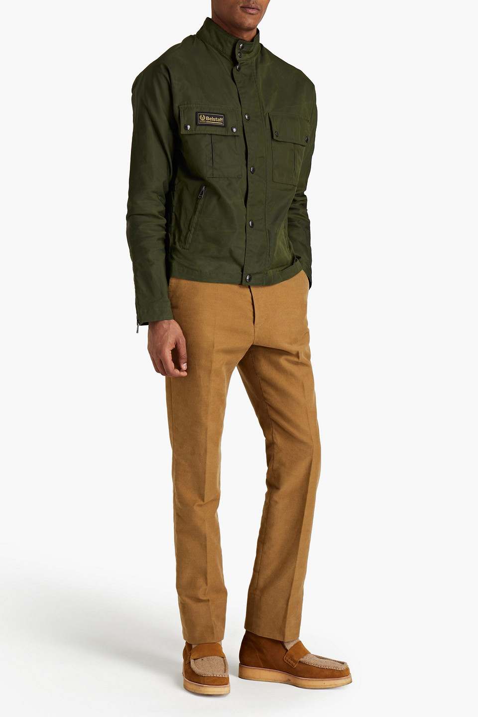 Belstaff Man Instructor Logo-appliquéd Gathered Shell Jacket In Green