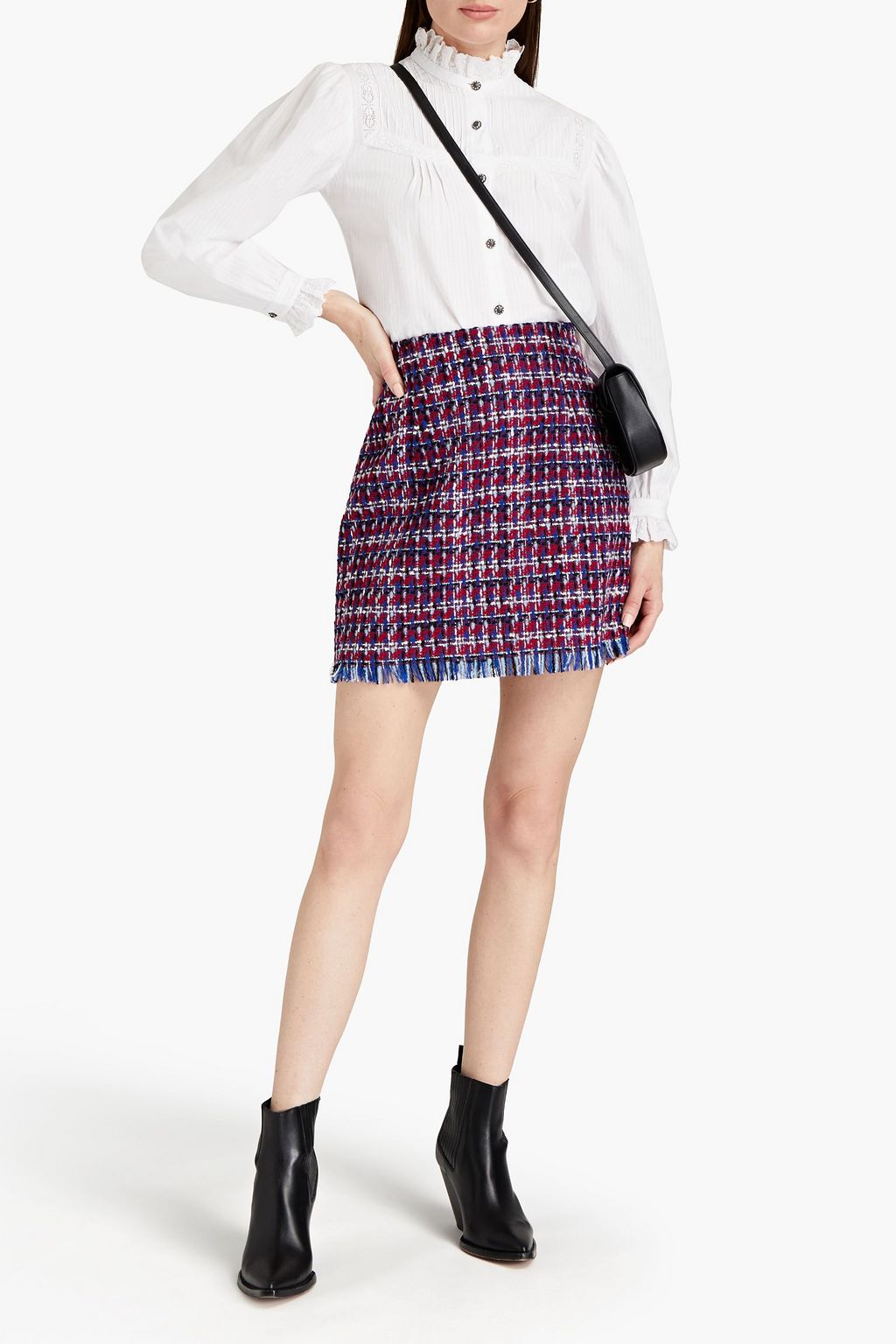 ETRO Frayed wool-blend bouclé mini skirt