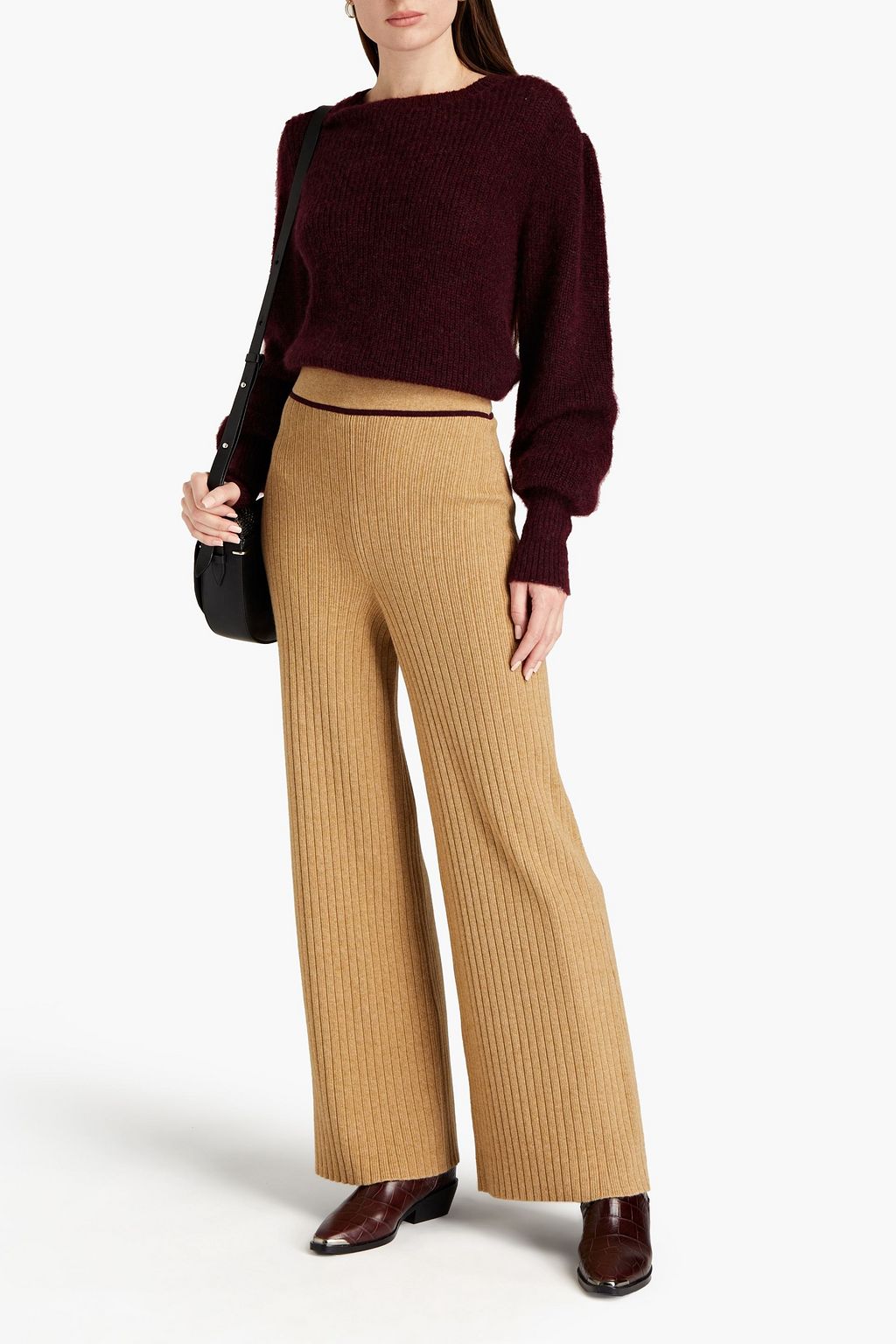 Sand Ribbedknit wideleg pants ETRO THE
