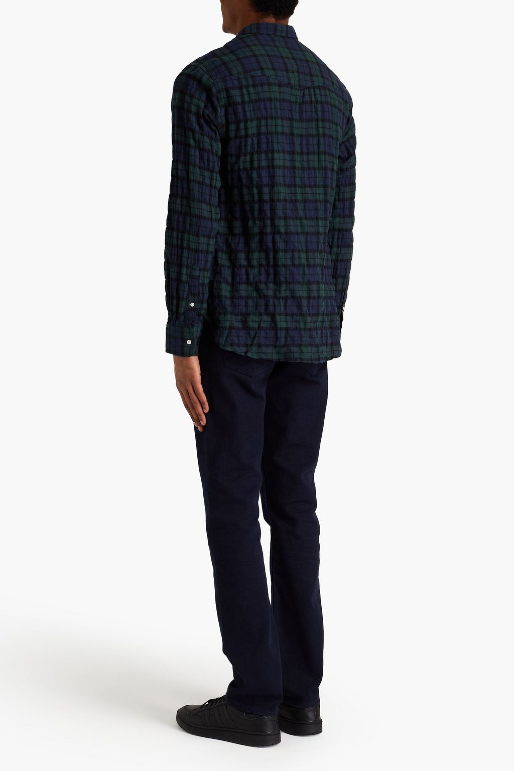 OFFICINE GÉNÉRALE Lipp crinkled checked cotton-blend shirt