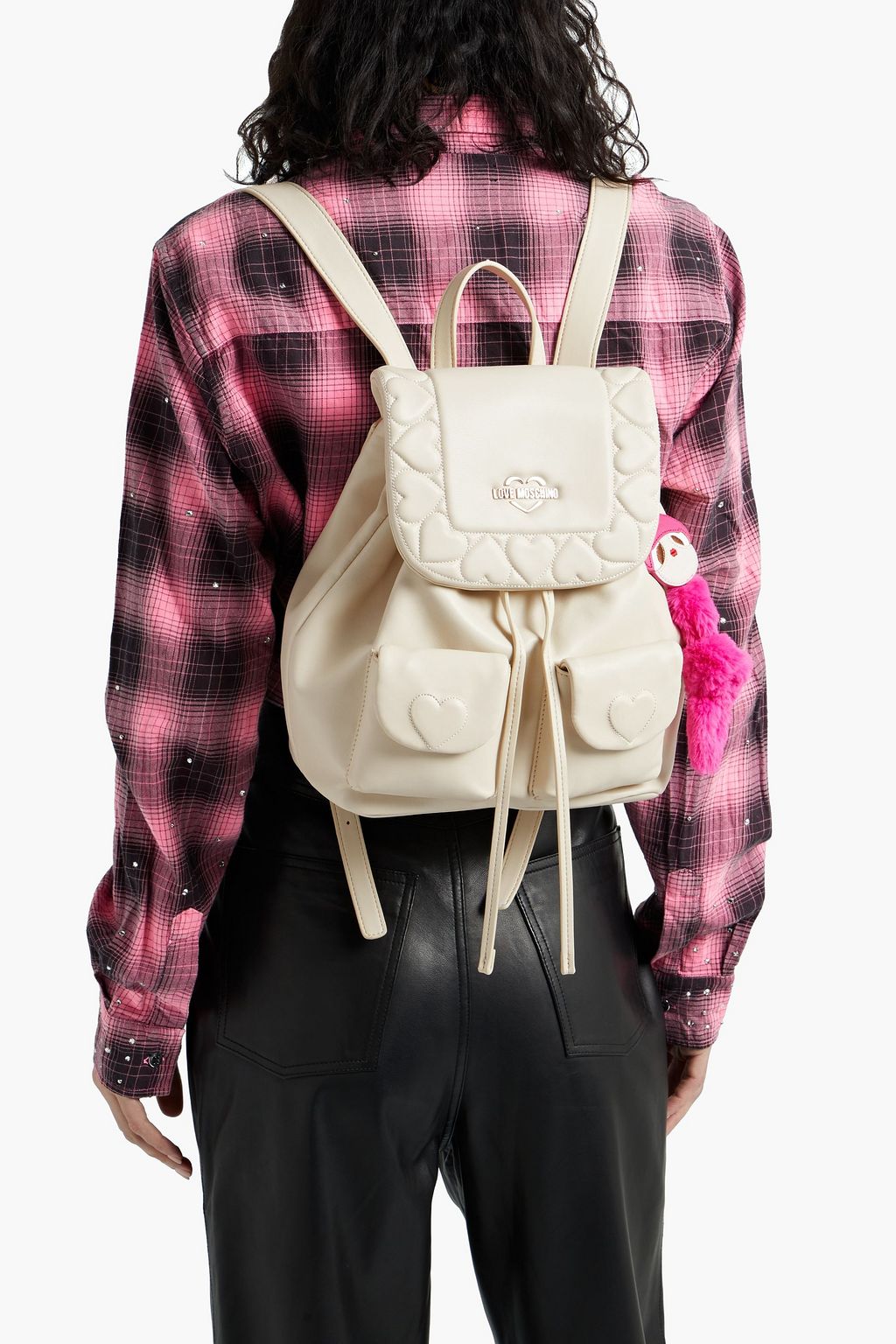 LOVE MOSCHINO Embellished quilted faux leather backpack