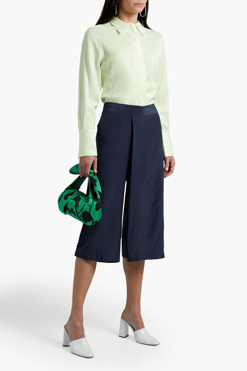 REJINA PYO Anna asymmetric pleated crepe culottes