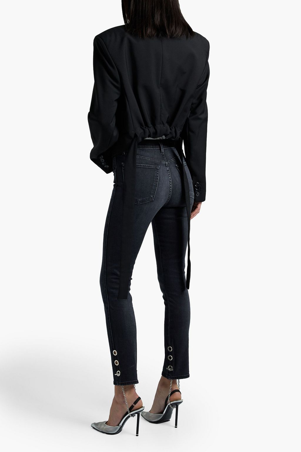 3X1 NYC Bijou embellished faded mid-rise stirrup jeans