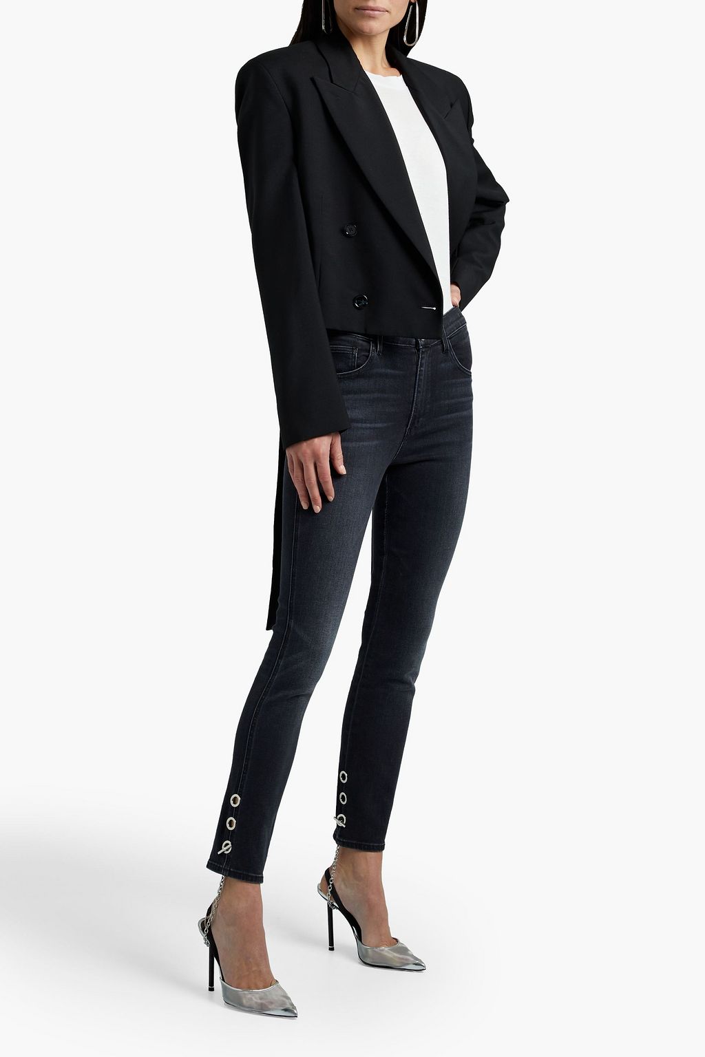 3X1 NYC Bijou embellished faded mid-rise stirrup jeans