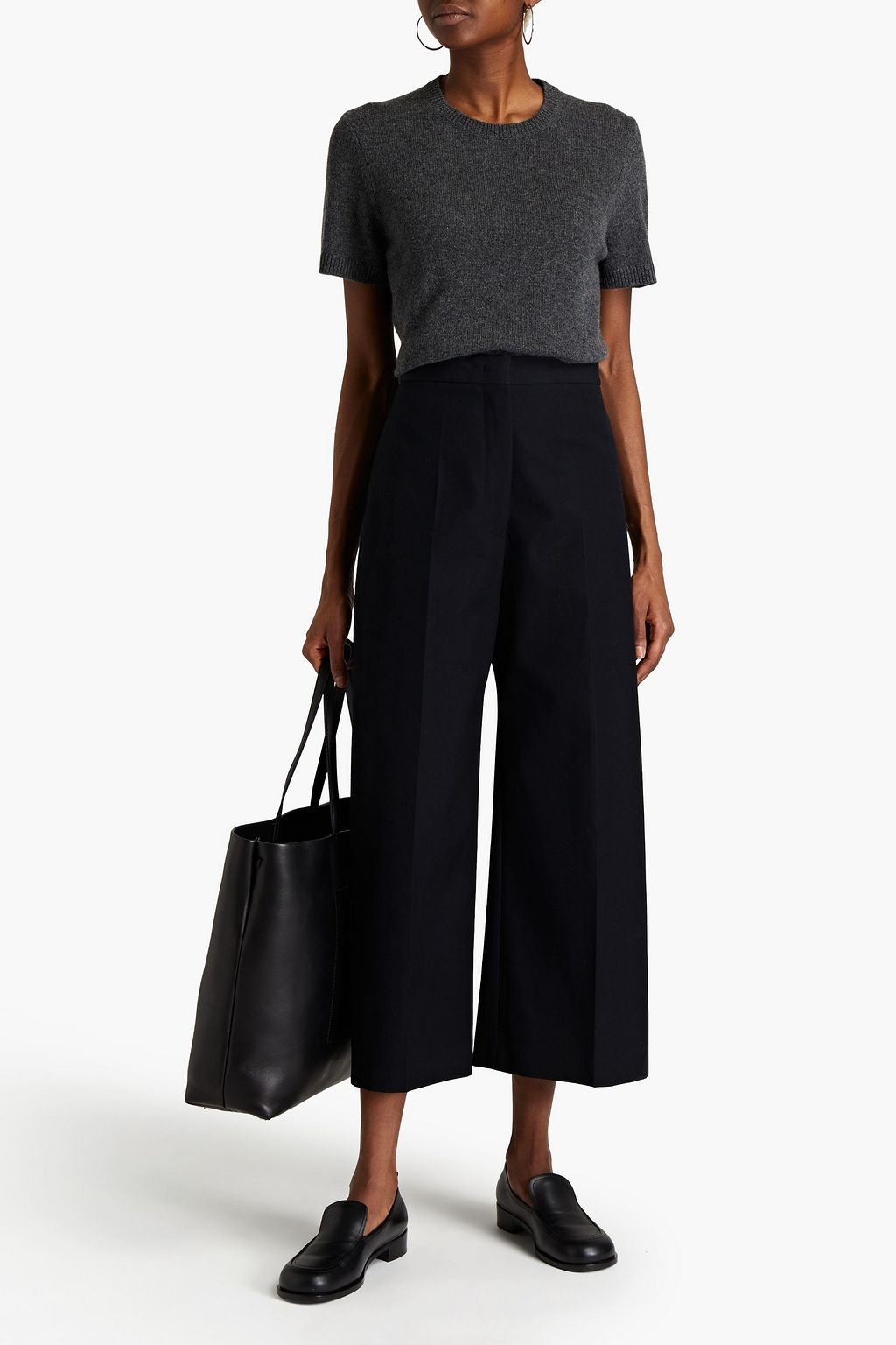 JIL SANDER Cropped cotton wide-leg pants