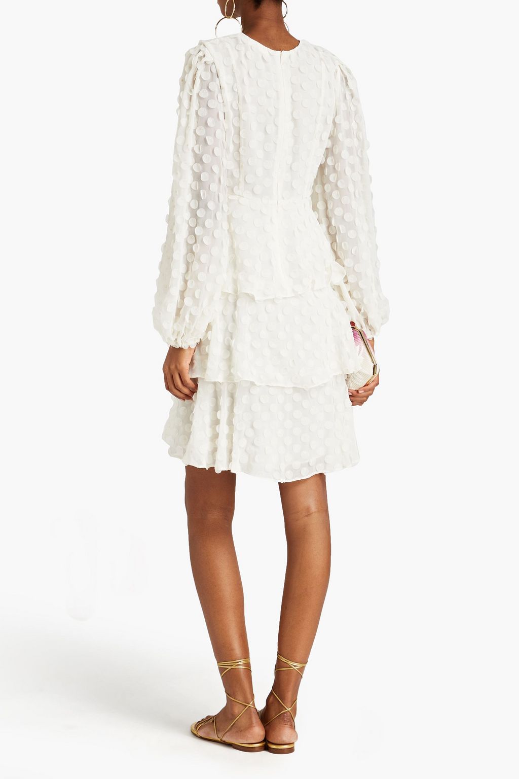 ZIMMERMANN Tiered appliquéd georgette mini dress
