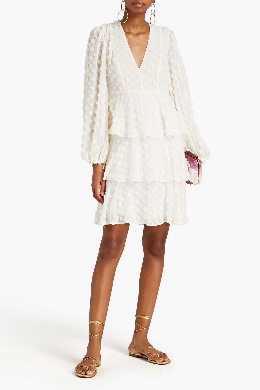 ZIMMERMANN Tiered appliquéd georgette mini dress