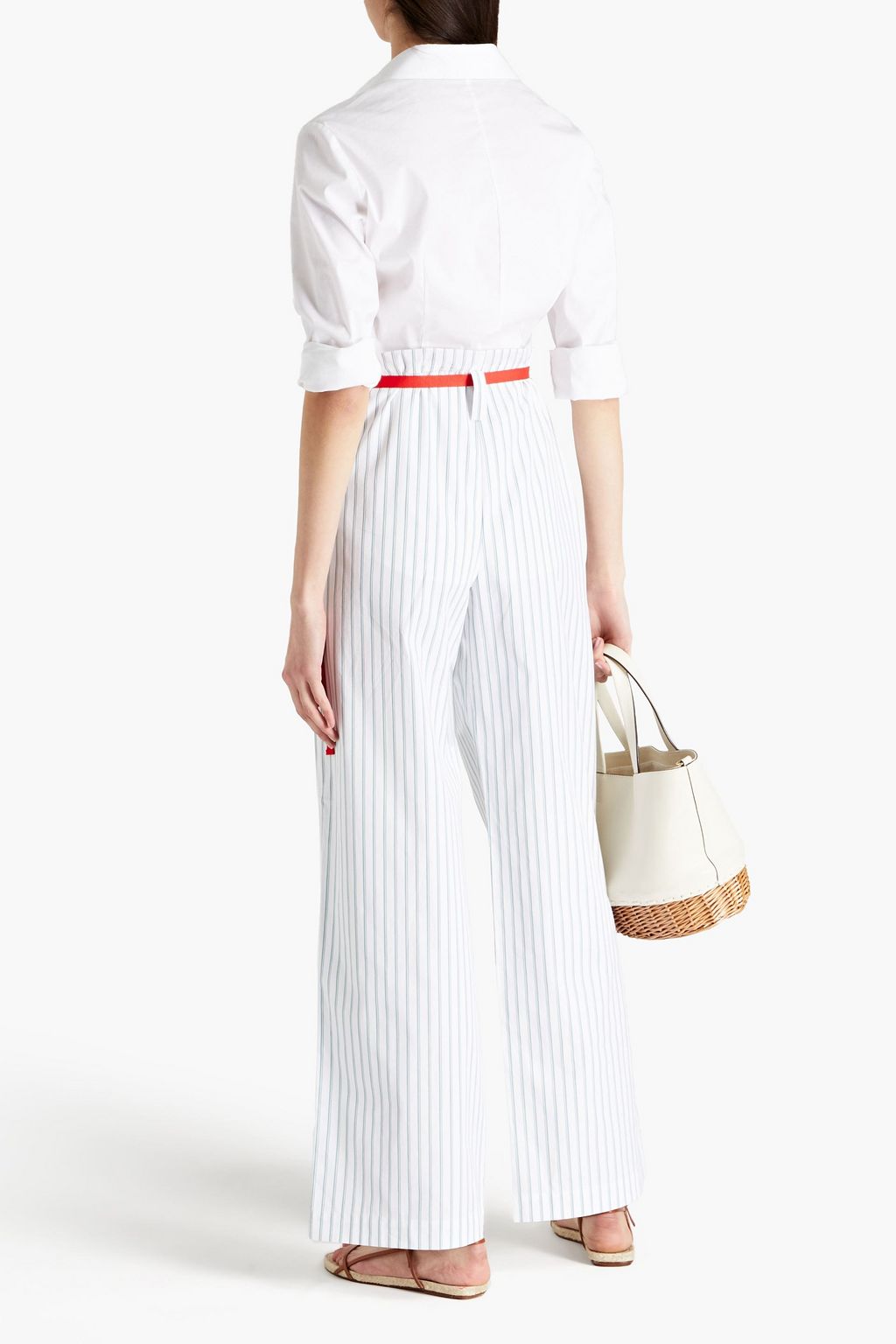 VICTORIA, VICTORIA BECKHAM Striped cotton wide-leg pants